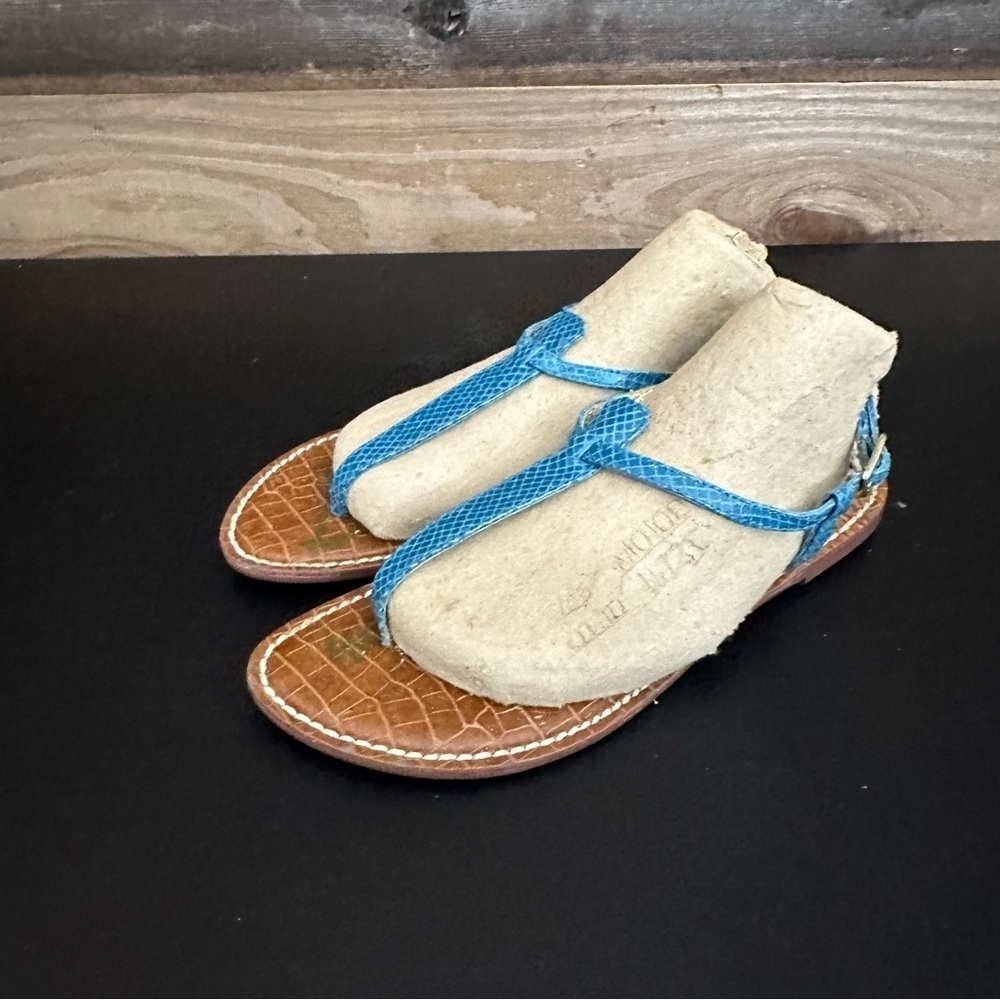 Sam Edelman BlueThong Sandals Flats 8 Gigi T-Strap Turquoise Sling Back Summer